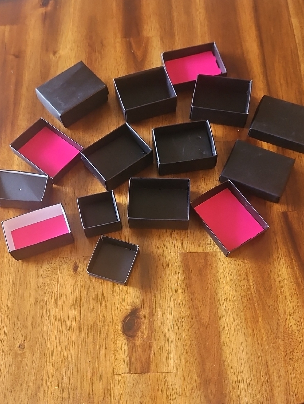 Small Black Gift Boxes with Hot Pink/ Black Liners - Set Of 8